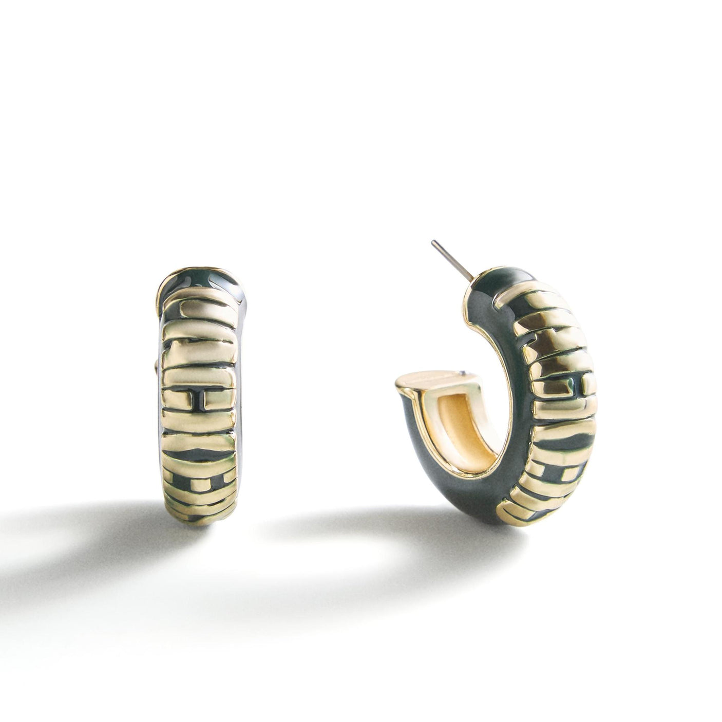 Packers Puffy Enamel Hoop Earrings