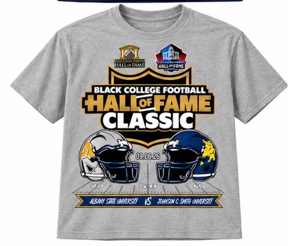 Black College Football Hall of Fame 2026 Gray Classic Dueling Logo Game T-Shirt