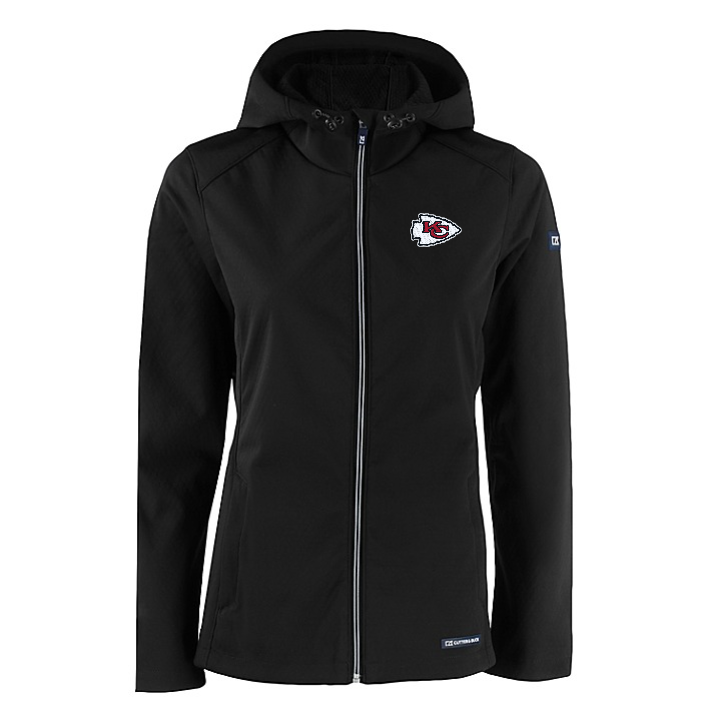 Chiefs Cutter and Buck Women's Black Evoke Eco Softshell Full Zip Jacket