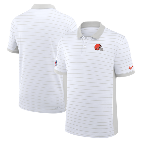 Browns 2026 Nike Men's White Dri-Fit Striped Polo