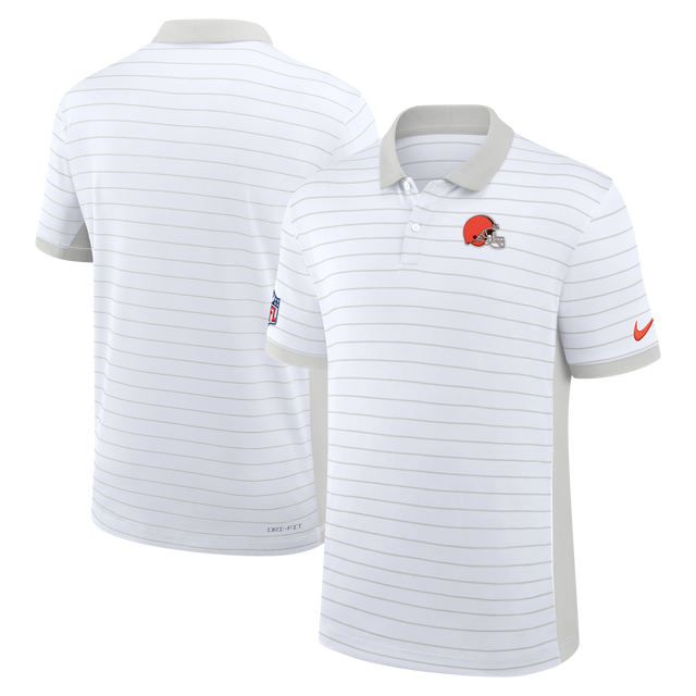 Browns 2026 Nike Men's White Dri-Fit Striped Polo