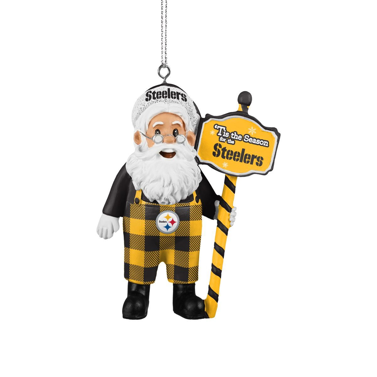 Steelers Santa Overalls Ornament