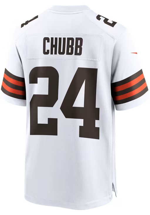 Browns 2021 Nick Chubb Adult Nike White Game Jersey