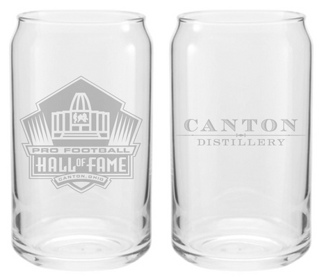 Hall of Fame Canton Distillery Beer Can Glass