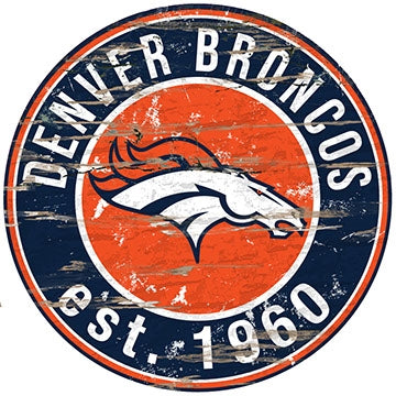 Broncos Established Date Distressed Round Wall Art