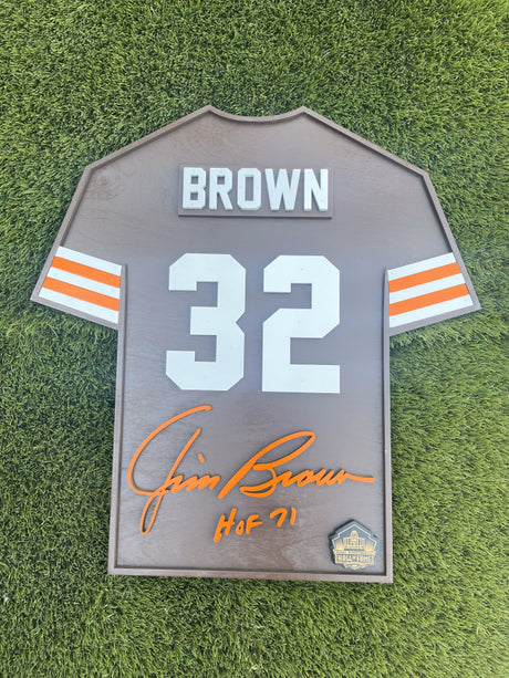 Jim Brown Wood Jersey 3D Brown Sign