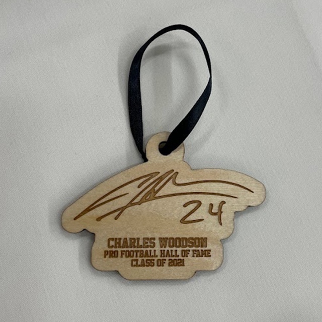 Charles Woodson Signature Wood Ornament