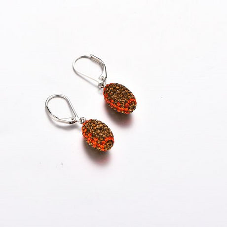 Browns Round Crystal Football Earrings