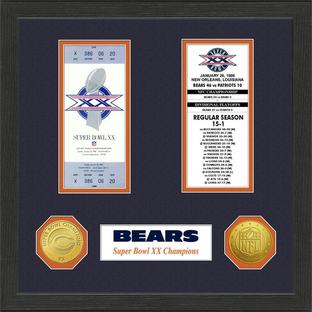 Chicago Bears Framed Superbowl Ticket Collection