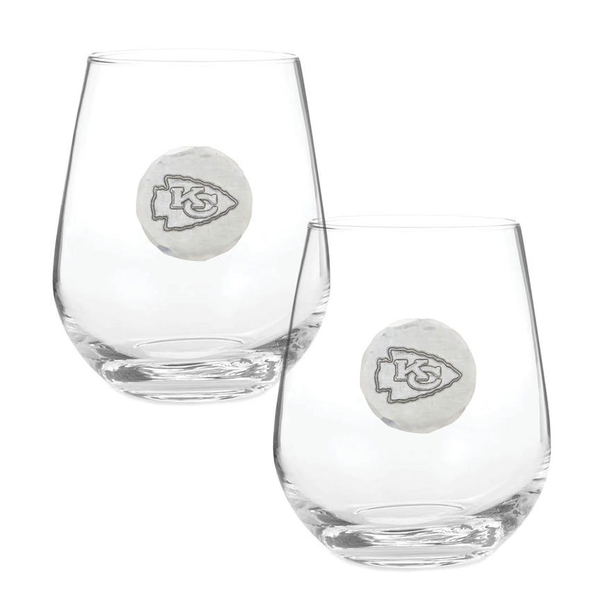 Kansas City Chiefs 2-Piece Stemless Wine Glass Set with Collectible Box