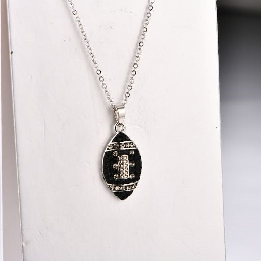 Raiders Crystal Football Laces Necklace