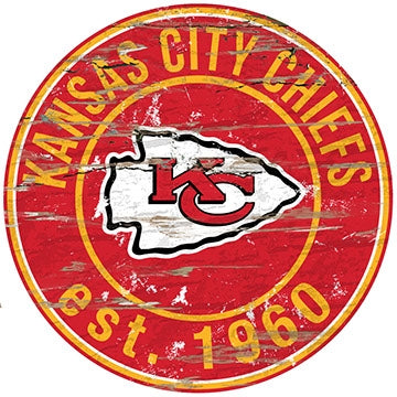Chiefs Established Date Distressed Round Wall Art