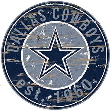 Cowboys Established Date Distressed Round Wall Art