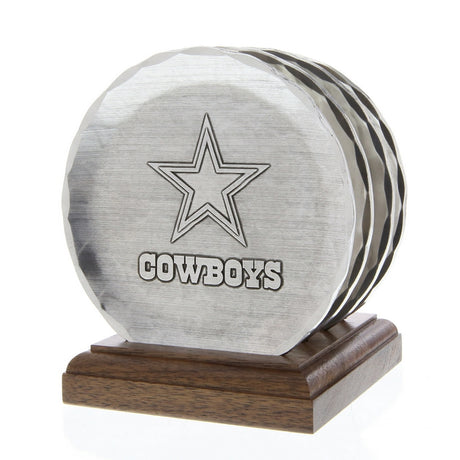 Dallas Cowboys 4-Piece Aluminum Coaster Set with Caddy