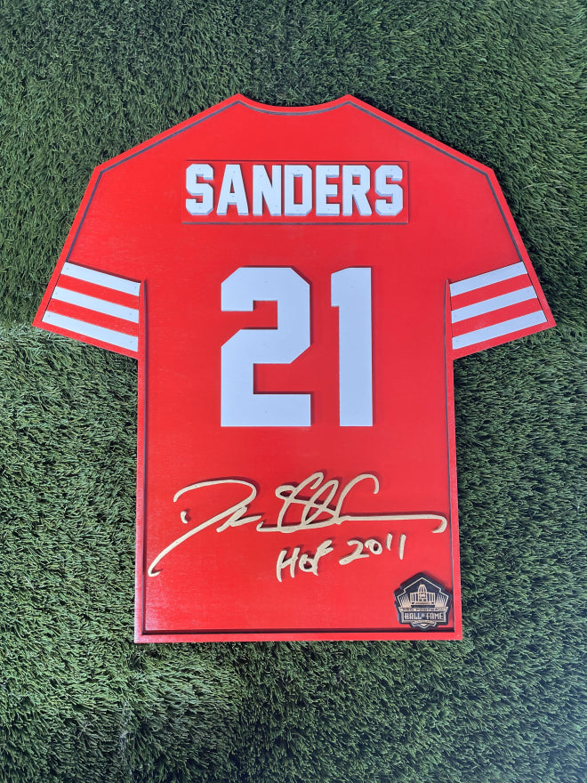 Deion Sanders Wood Jersey 3D Red Sign - DS