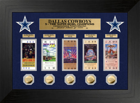 Dallas Cowboys 5 Time Super Bowl Champions Ticket and Game Coin Collection