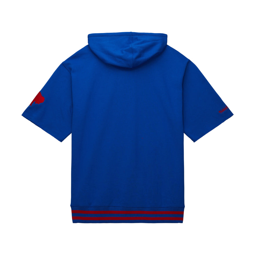 Bills Pre-Game Short Sleeve Mitchell and Ness Hooded Sweatshirt