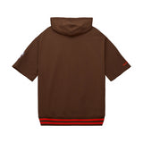 Browns Pre-Game Short Sleeve Mitchell and Ness Hooded Sweatshirt