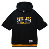 Steelers Pre-Game Short Sleeve Mitchell and Ness Hooded Sweatshirt