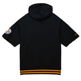 Steelers Pre-Game Short Sleeve Mitchell and Ness Hooded Sweatshirt