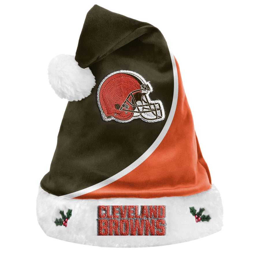 Browns Color Block Santa Hat