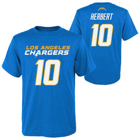 Chargers Justin Herbert Youth Mainliner Name & Number Tee