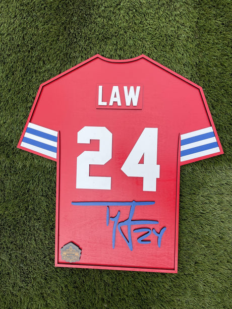 Ty Law Wood Jersey 3D Sign