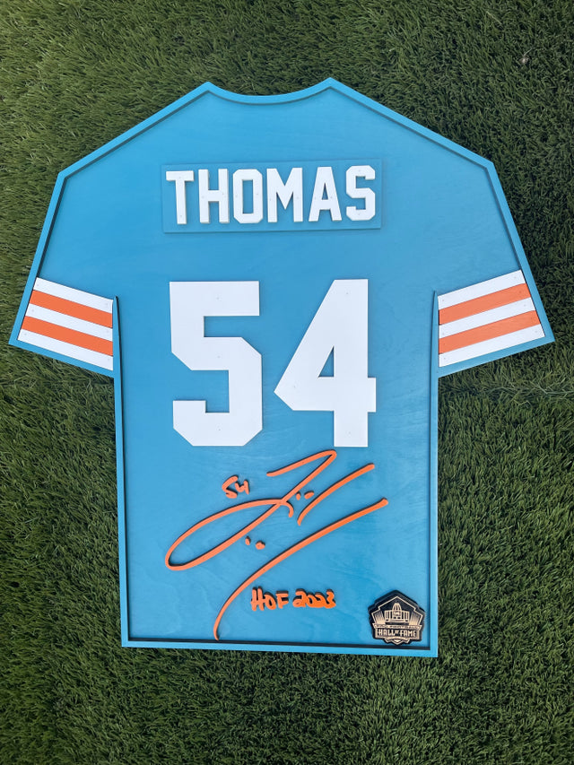 Zach Thomas Wood Jersey 3D Teal Sign