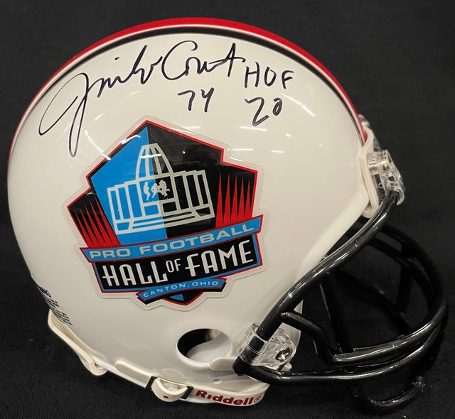 Jimbo Covert Class of 2020 Autographed Hall of Fame White Mini Helmet With HOF Inscription