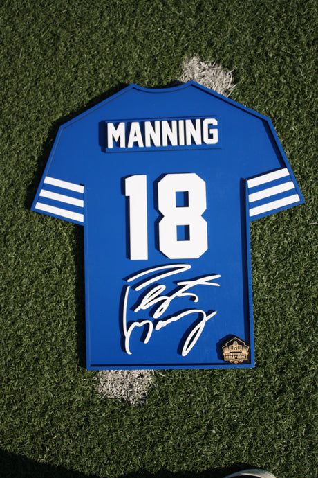 Peyton Manning Wood Jersey Blue 3D Sign