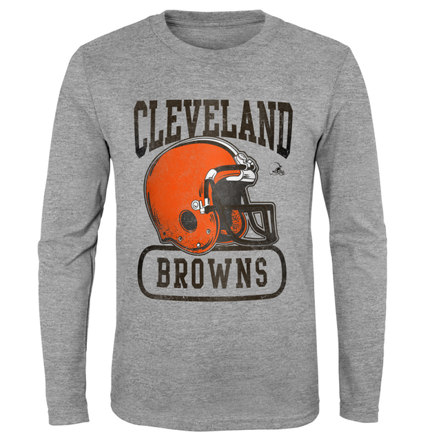 cleveland browns youth football helmet Browns Youth Head To Head Long Sleeve T-shirt – Pro Football Hall of Fame
