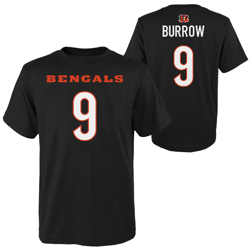 Bengals Joe Burrow Orange Youth Mainliner Name & Number Tee