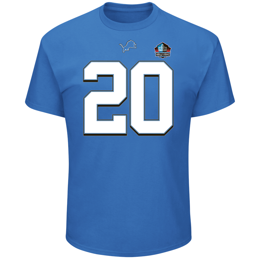 Lions Barry Sanders Hall Of Fame Name And Number T Shirt Pro Football