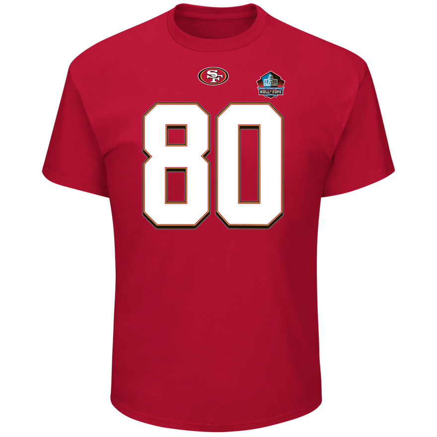 Jerry Rice San Francisco 49ers Hall of Fame Name and Number Tee