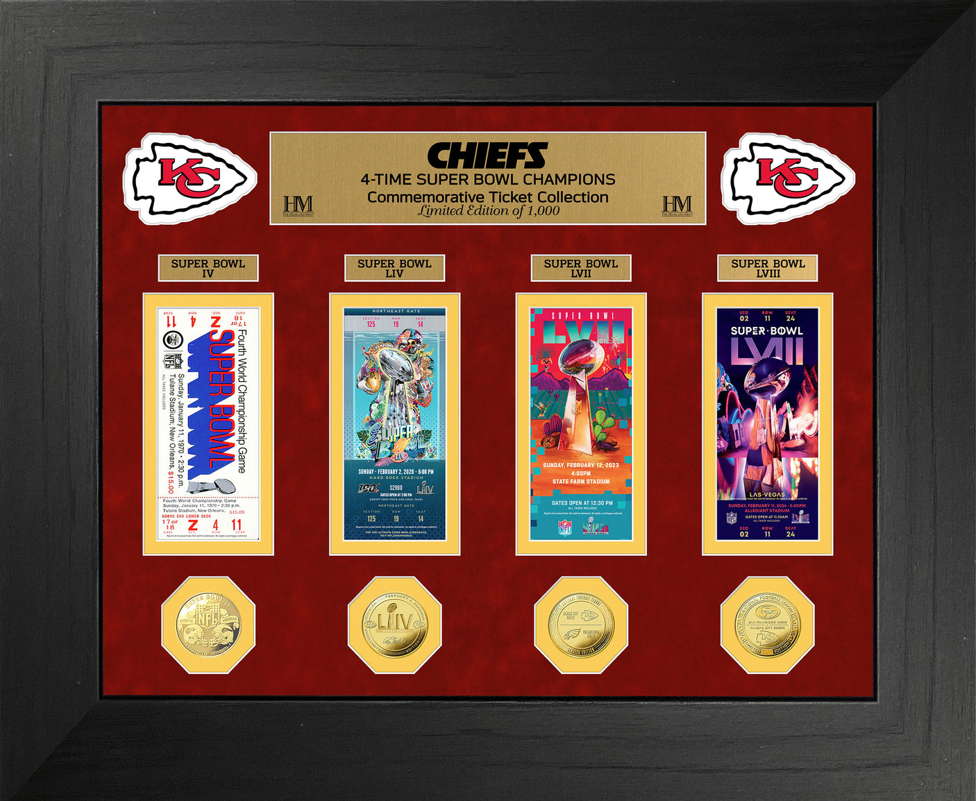 Kansas City Chiefs Super Bowl LVIII (58) Deluxe Ticket Collection Gold Coin Photo Mint