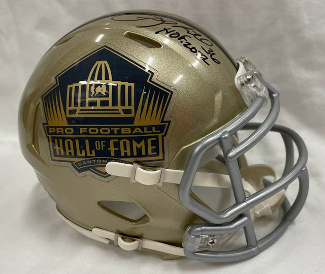 LeRoy Butler Class of 2022 Autographed Hall of Fame Gold Mini Helmet With HOF Inscription
