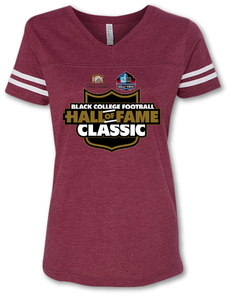 Black College Football Hall of Fame Women's Classic Logo T-Shirt - Burgundy