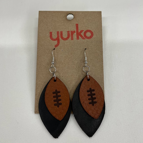 Hall of Fame Leather Layered Football Earrings