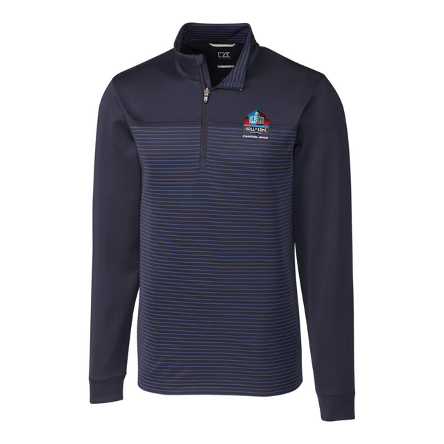 Hall of Fame Cutter & Buck Traverse Stripe 1/2 Zip Pullover - Navy