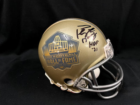 Peyton Manning Class of 2021 Autographed Hall of Fame Gold Mini Helmet With HOF Inscription