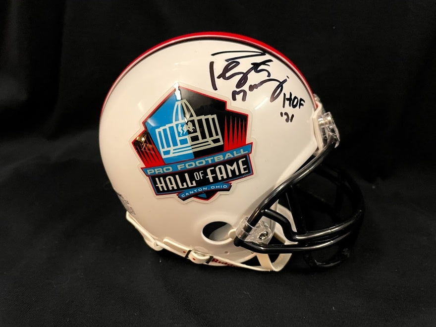 Peyton Manning Class of 2021 Autographed Hall of Fame White Mini Helmet With HOF Inscription