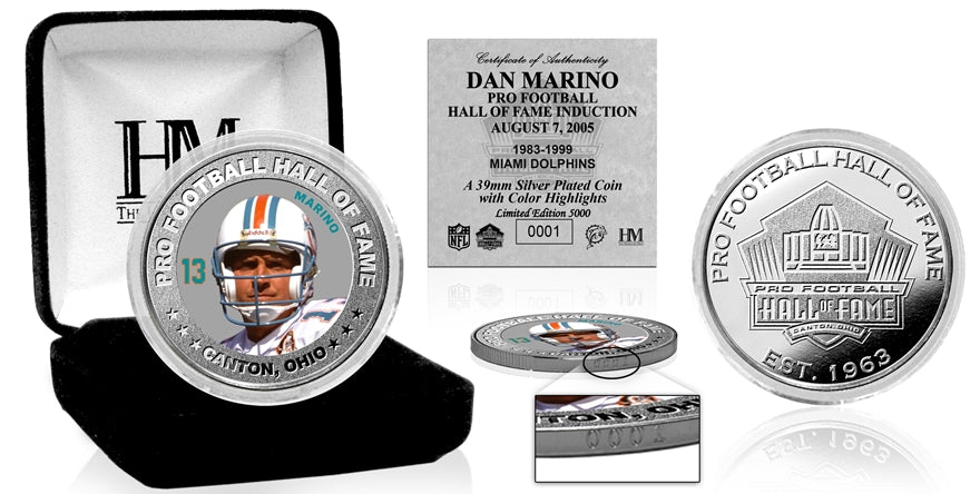 Dan Marino 2005 NFL Hall of Fame Silver Color Coin