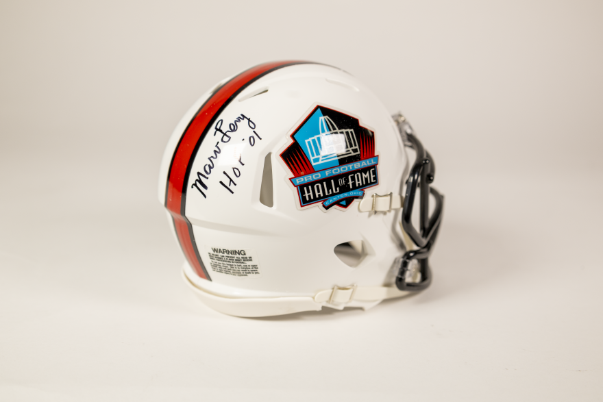 Marv Levy Autographed Hall Of Fame Mini Helmet With HOF Inscription