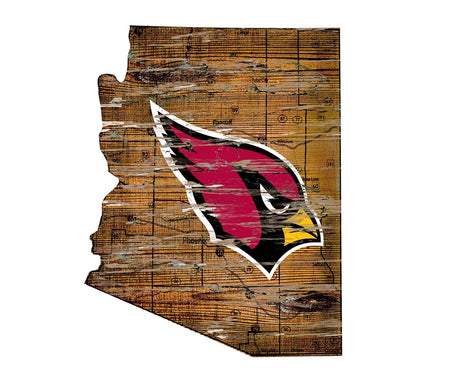 Cardinals Distressed State Sign With Team Logo