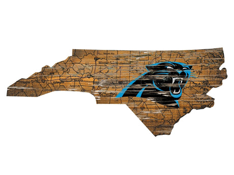 Panthers Distressed State Sign With Team Logo