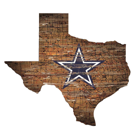 Cowboys Distressed State Sign With Team Logo