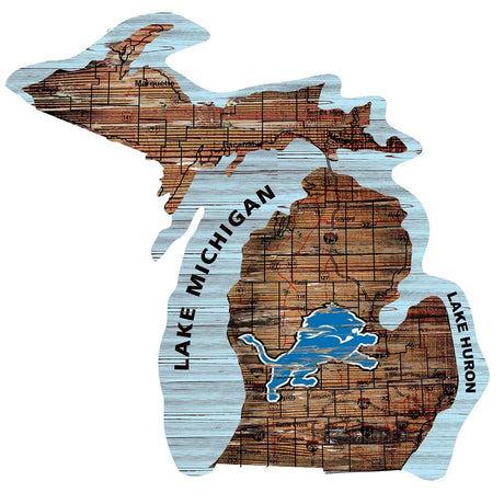 Lions Distressed State Sign With Team Logo