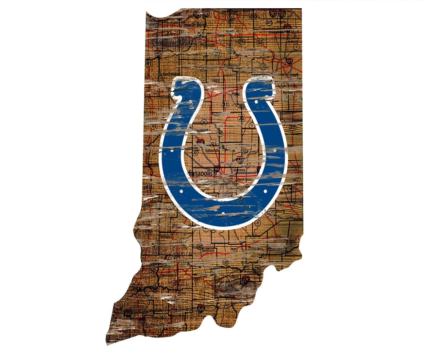 Colts Distressed State Sign With Team Logo