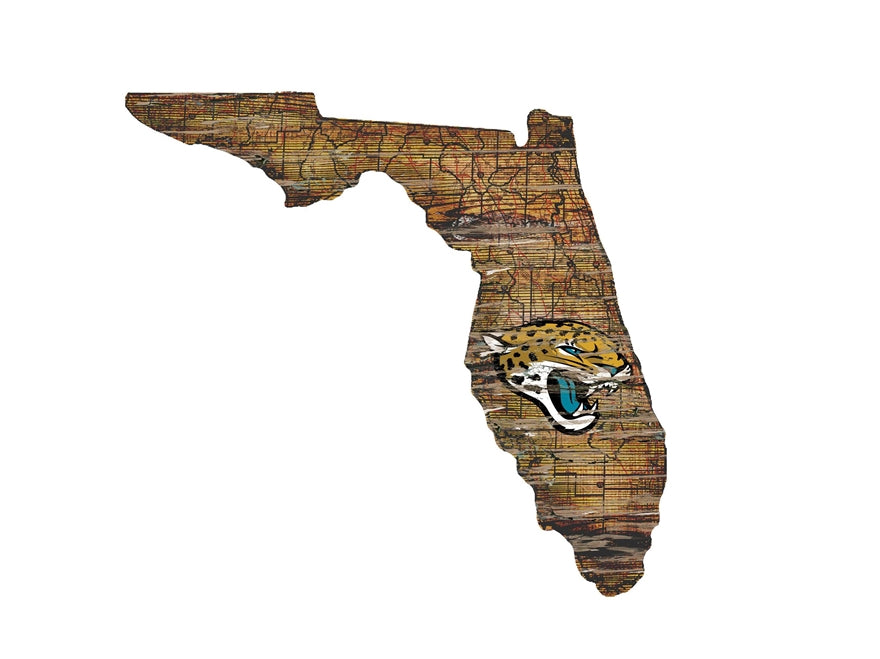 Jaguars Distressed State Sign With Team Logo