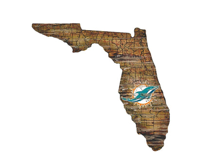 Dolphins Distressed State Sign With Team Logo